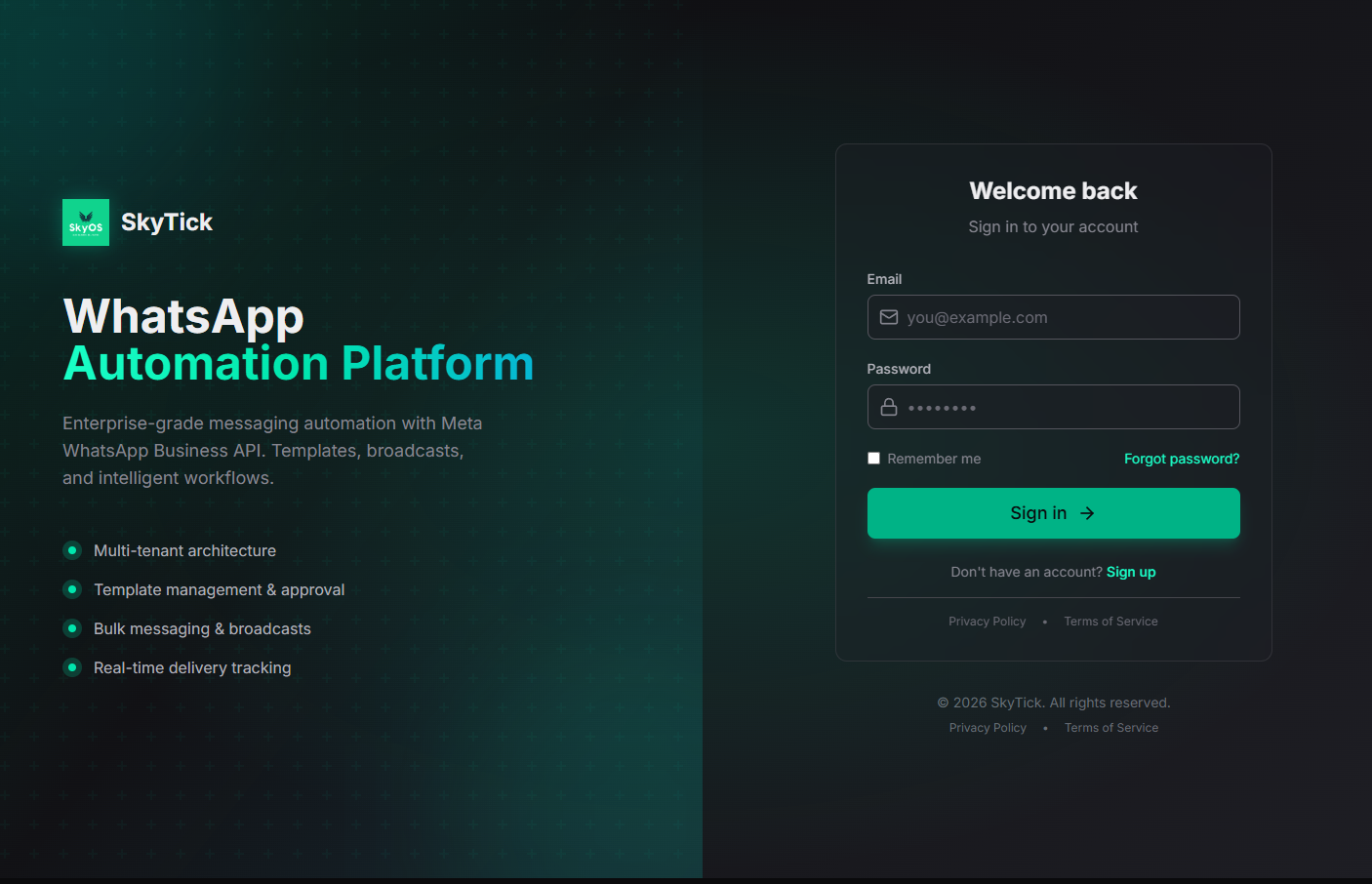 SkyTick WhatsApp Automation Platform